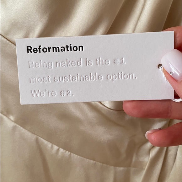 Reformation 100% Silk Jason Long-Sleeve Top Size 2 Cream Elegant Tie Detail Chic - Picture 9 of 13